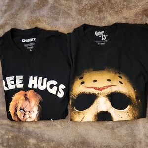Hybrid Apparel Chucky Child's Play and Jason Friday the 13th TShirts Size Small